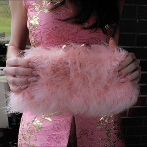 Like New Ted Baker Pink Feather Clutch w/Dust Bag